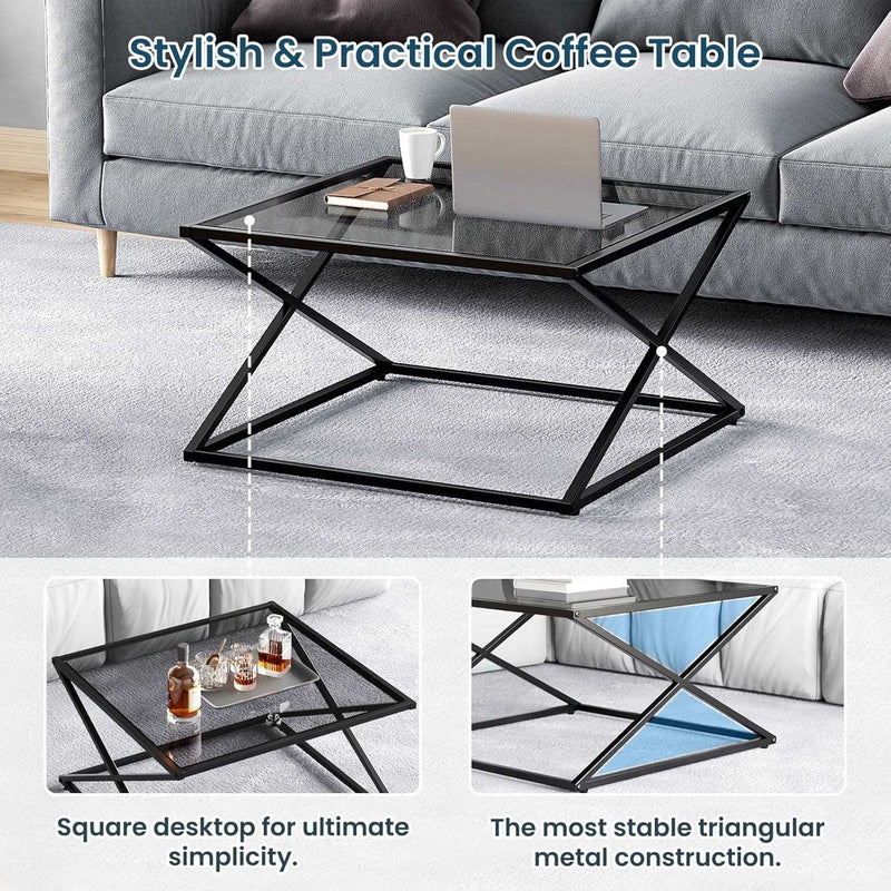 Square Glass Top Coffee Table