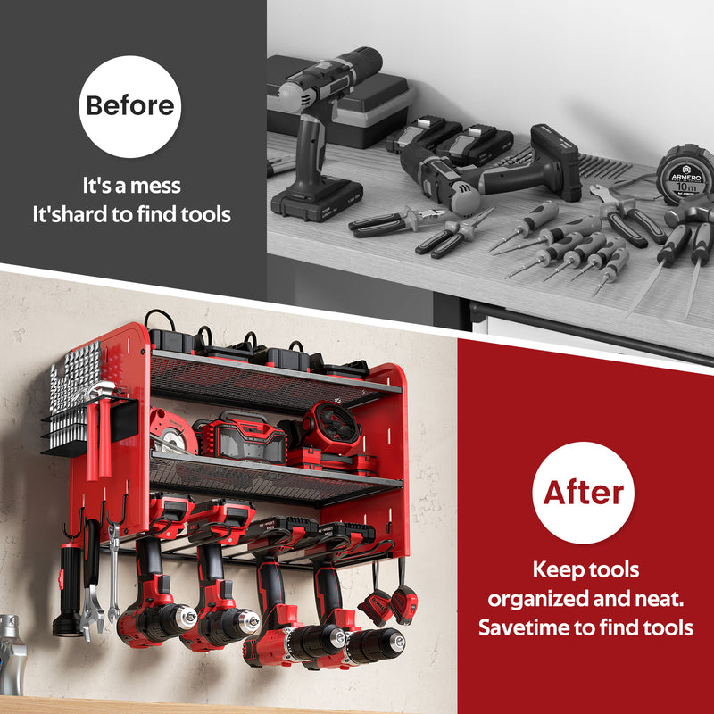 Flycity Modular Power Tool Organizer Wall Mount With Charging Station