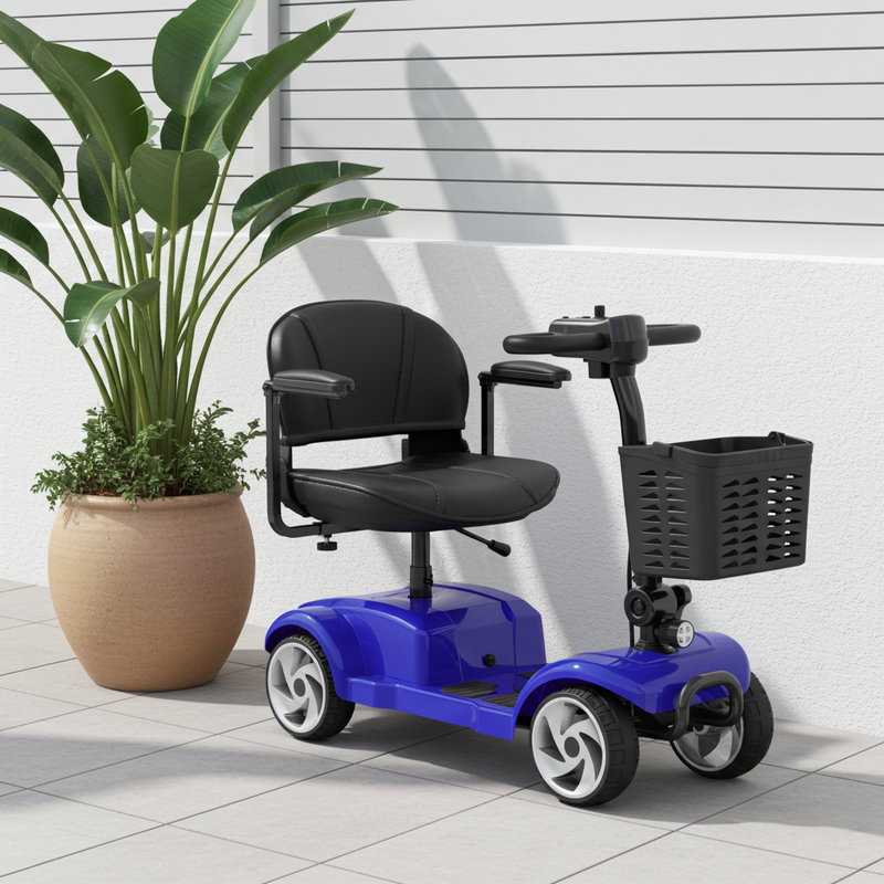 4 Wheel Electric Mobility Scooter With 20 Miles & 330lb Capacity - Blue
