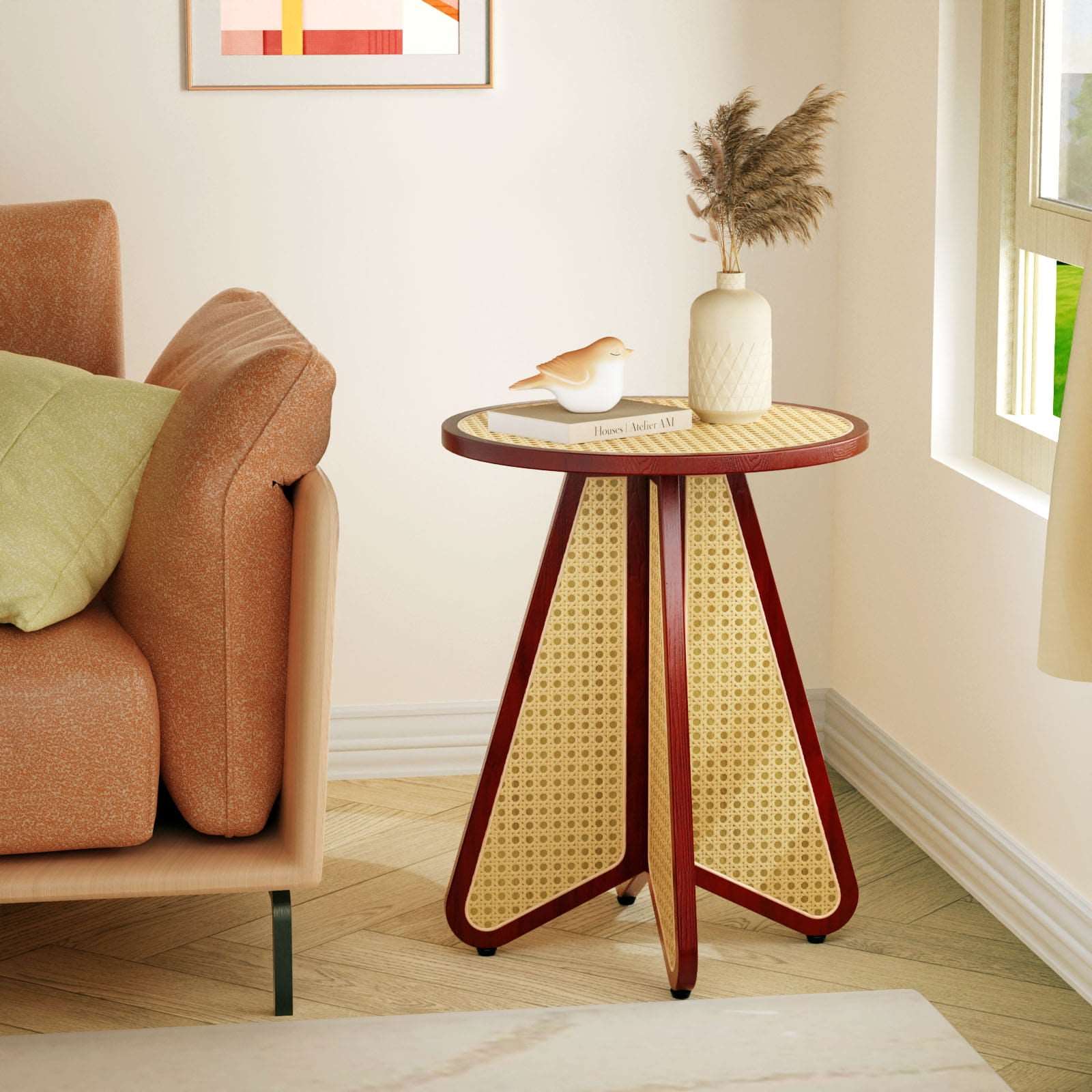 Rattan Side Table - Small Round Side Table - Flycity