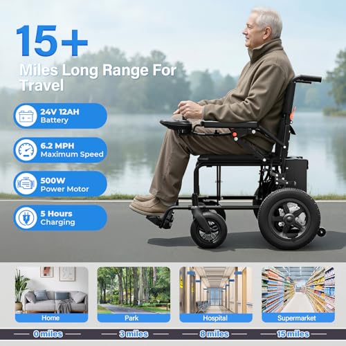 Foldable Electric Wheelchairs for Adults With 15-Mile Travel Range