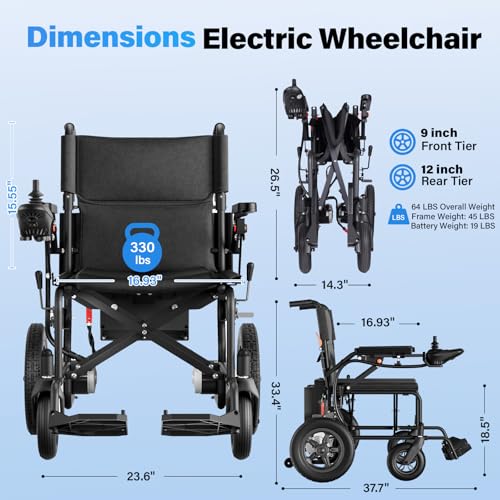 Foldable Electric Wheelchairs for Adults With 15-Mile Travel Range