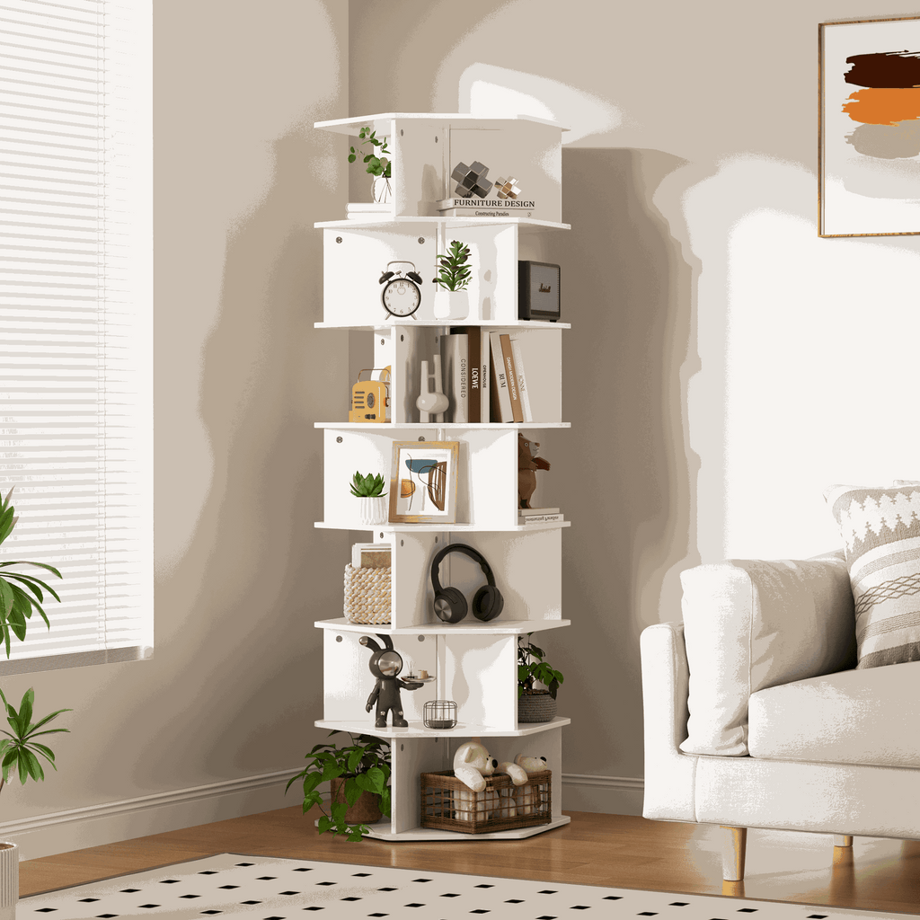 wtw ROTA ロタ ラタン7点セット 7-Tier White Shoe Rack - 360° Rotating Shoe Rack Tower - Flycity