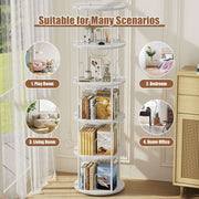 5-Tier White Rotating Bookshelf With 360 ° Spinning Display 