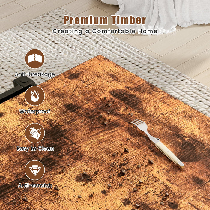 Flycity 48" Farmhouse Lift Top Coffee Table With Storage Sliding Barn Door, Lifting Tabletop Rustic Center Table With Large Hidden Compartment For Living Room