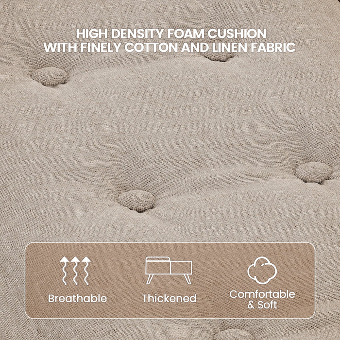 Flycity Large Square Lift-Top Coffee Table With Storage, 3 In 1 Multi-Function Convertible Ottoman Bench, Farmhouse Upholstered Coffee Table With Wooden Legs For Living Room & Bedroom