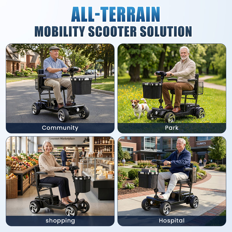 4 Wheel Electric Mobility Scooter With 20 Miles Range & 330lb Capacity