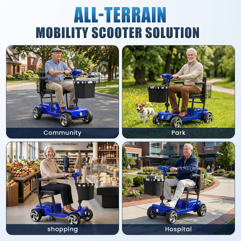 4 Wheel Electric Mobility Scooter With 20 Miles Range & 330lb Capacity