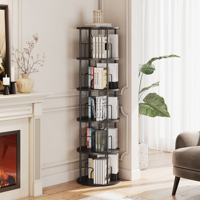 Flycity 5 Tier Rotating Bookshelf With 360° Spinning Display [US Warehouse]