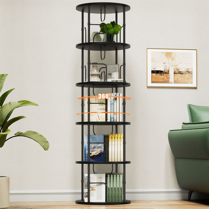 Flycity 5 Tier Rotating Bookshelf With 360° Spinning Display [US Warehouse]