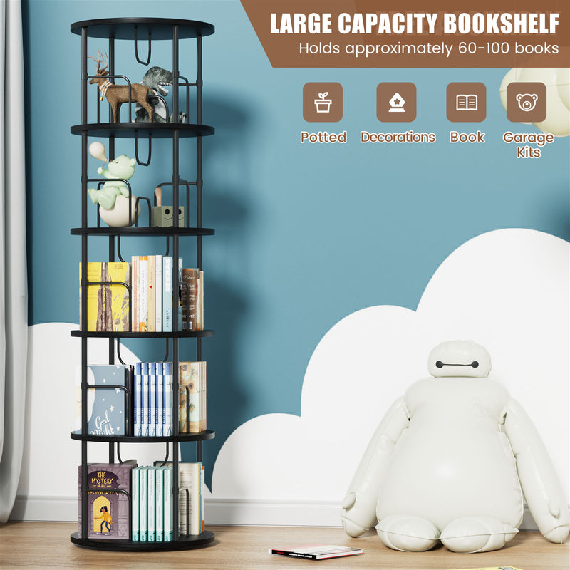 Flycity 5 Tier Rotating Bookshelf With 360° Spinning Display [US Warehouse]