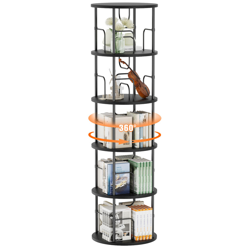 Flycity 5 Tier Rotating Bookshelf With 360° Spinning Display [US Warehouse]