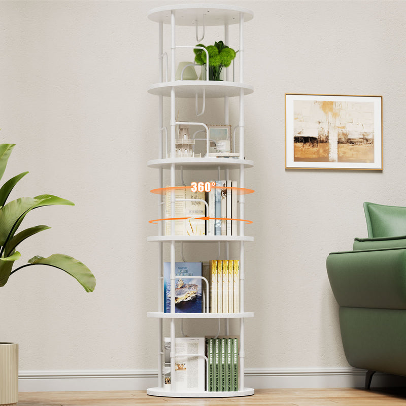 Flycity 5 Tier Rotating Bookshelf With 360° Spinning Display [US Warehouse]