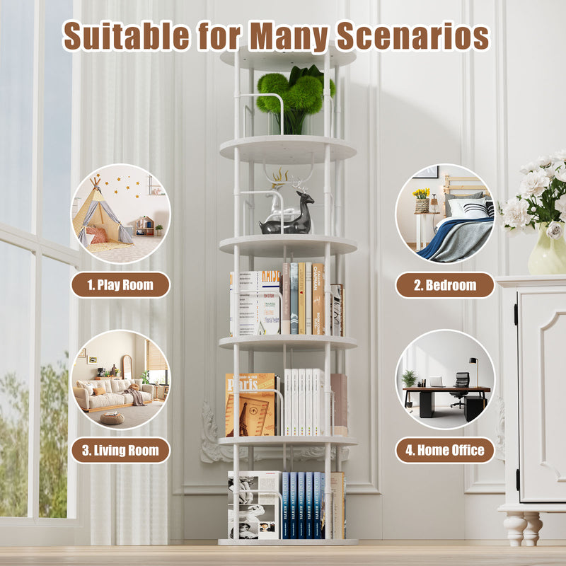 Flycity 5 Tier Rotating Bookshelf With 360° Spinning Display [US Warehouse]