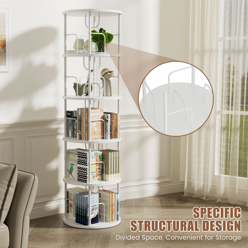 Flycity 5 Tier Rotating Bookshelf With 360° Spinning Display [US Warehouse]
