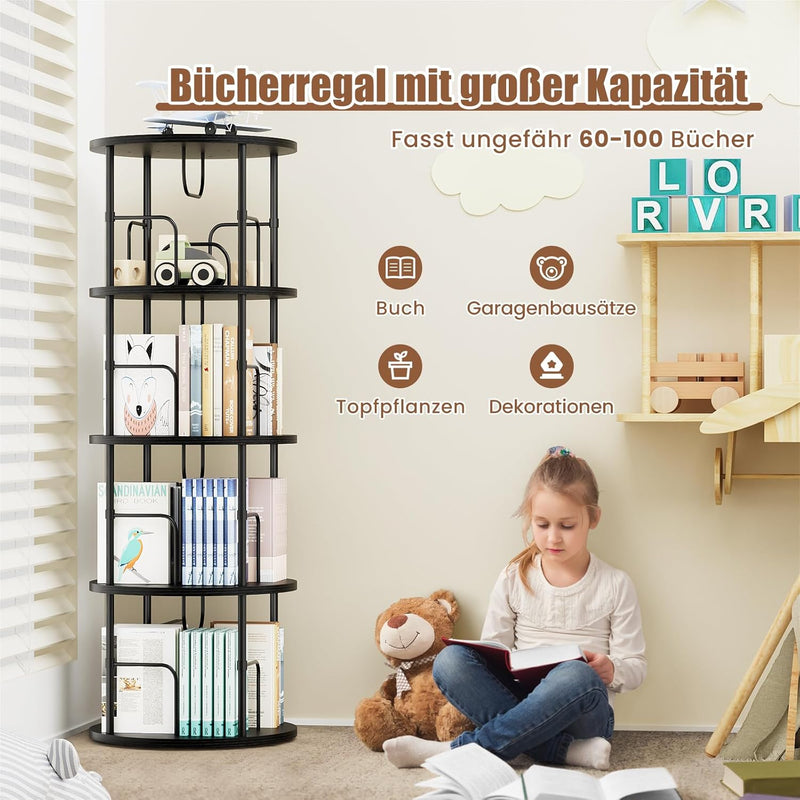 Flycity Standregal Aus Holz Mit Drehfunktion Und verstellbaren Einlegeböden