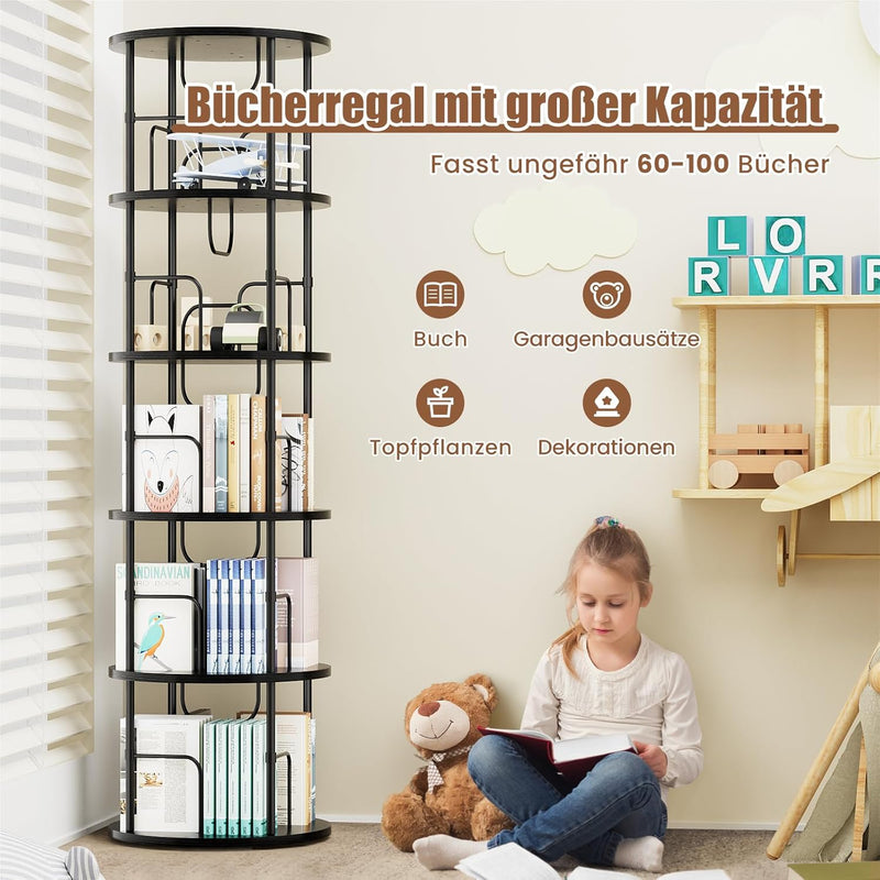 Flycity Standregal Aus Holz Mit Drehfunktion Und verstellbaren Einlegeböden