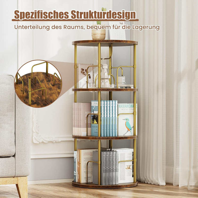 Flycity Standregal Aus Holz Mit Drehfunktion Und verstellbaren Einlegeböden