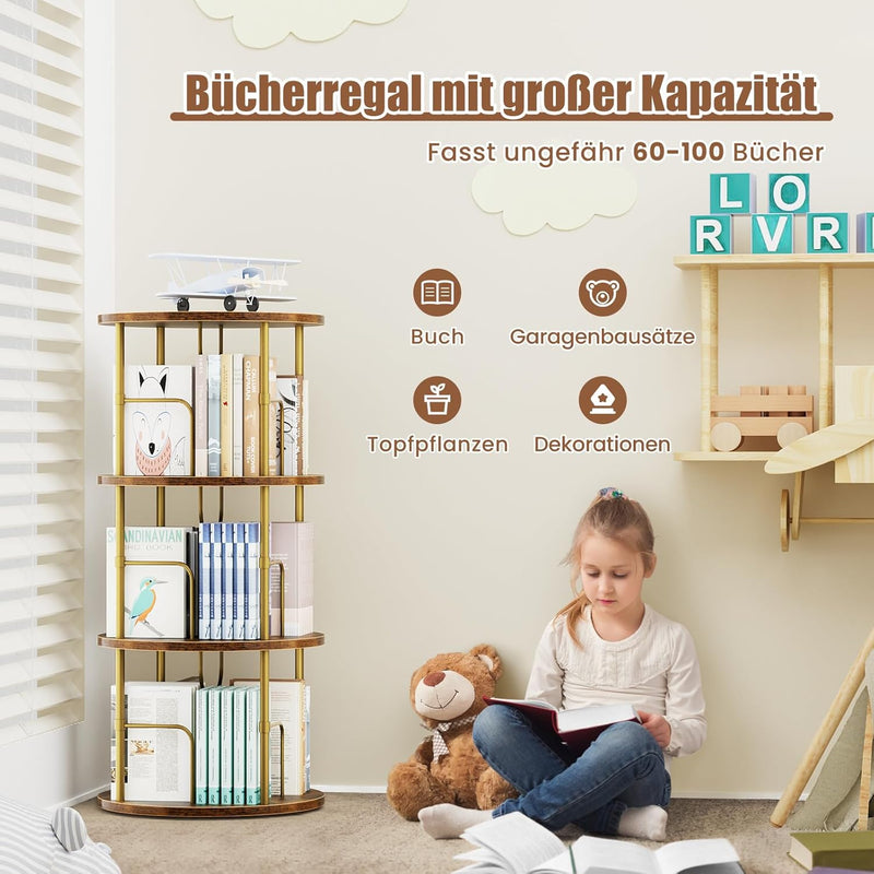 Flycity Standregal Aus Holz Mit Drehfunktion Und verstellbaren Einlegeböden