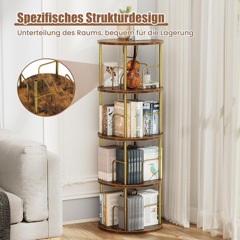 Flycity Standregal Aus Holz Mit Drehfunktion Und verstellbaren Einlegeböden
