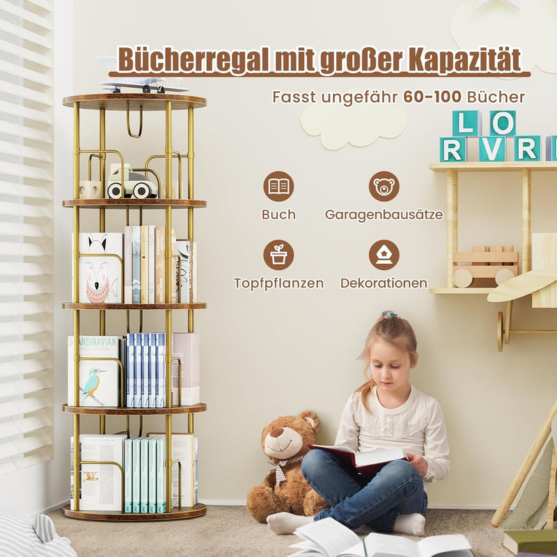 Flycity Standregal Aus Holz Mit Drehfunktion Und verstellbaren Einlegeböden
