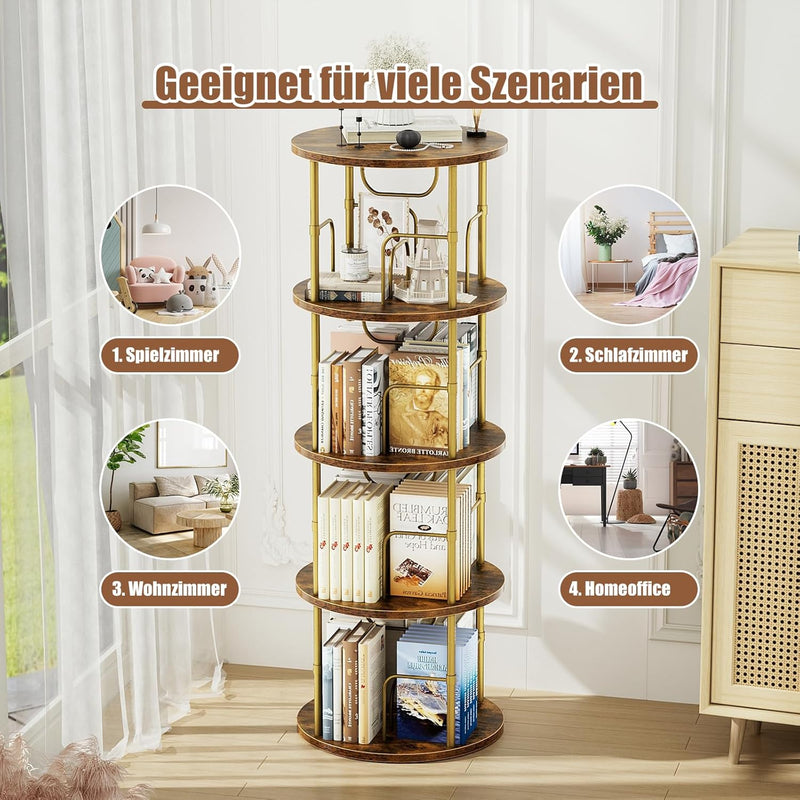 Flycity Standregal Aus Holz Mit Drehfunktion Und verstellbaren Einlegeböden