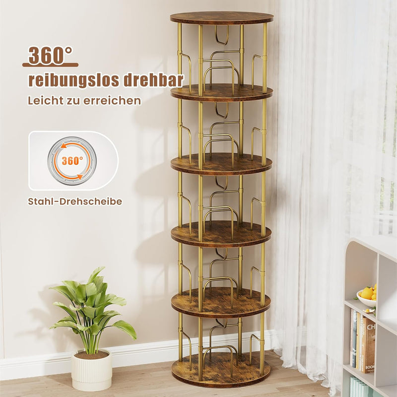 Flycity Standregal Aus Holz Mit Drehfunktion Und verstellbaren Einlegeböden