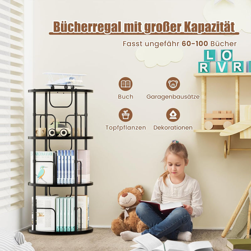 Flycity Standregal Aus Holz Mit Drehfunktion Und verstellbaren Einlegeböden