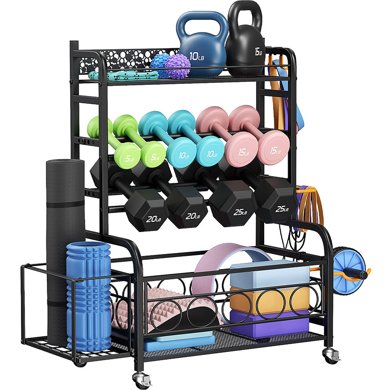 Flycity Dumbbell Rack - Home Gym Storage with Wheels