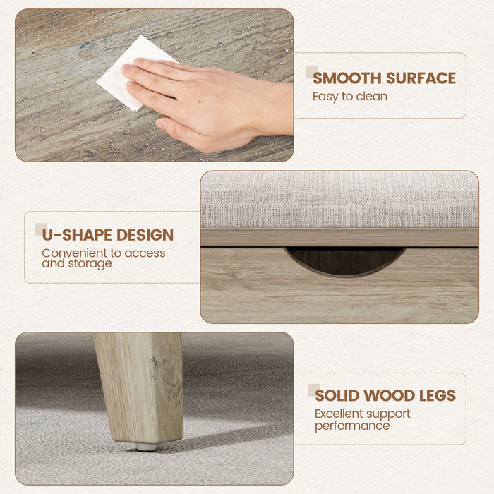 Flycity Large Square Lift-Top Coffee Table With Storage, 3 In 1 Multi-Function Convertible Ottoman Bench, Farmhouse Upholstered Coffee Table With Wooden Legs For Living Room & Bedroom