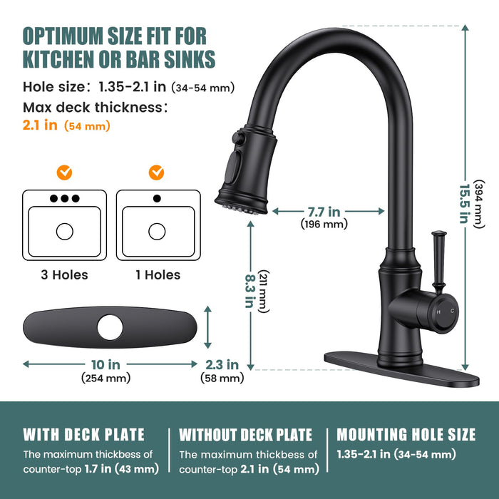 Flycity Single Handle High Arc Kitchen Faucet With Pull Down Sprayer