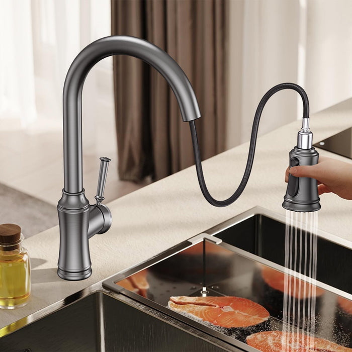 Flycity Single Handle High Arc Kitchen Faucet With Pull Down Sprayer