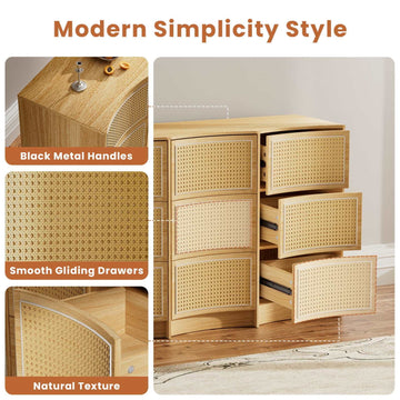VOPEAK 9 Drawer Dresser - Boho Rattan Dresser - Flycity VOPEAK 9 Drawer Dresser - Boho Rattan Dresser - Flycity