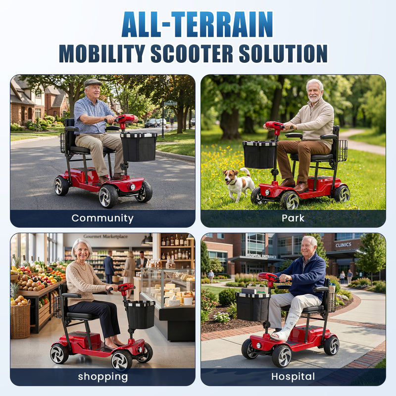 4 Wheel Electric Mobility Scooter With 20 Miles Range & 330lb Capacity