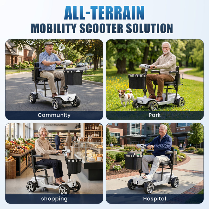 4 Wheel Electric Mobility Scooter With 20 Miles Range & 330lb Capacity