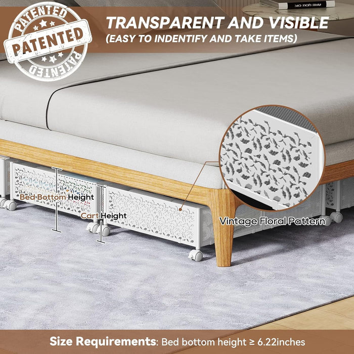 Flycity 2 Pack Foldable Under Bed Storage, Under The Bed Storage Containers With Wheels, Storage Organizer Bins For Bedroom Clothes Shoes Blankets