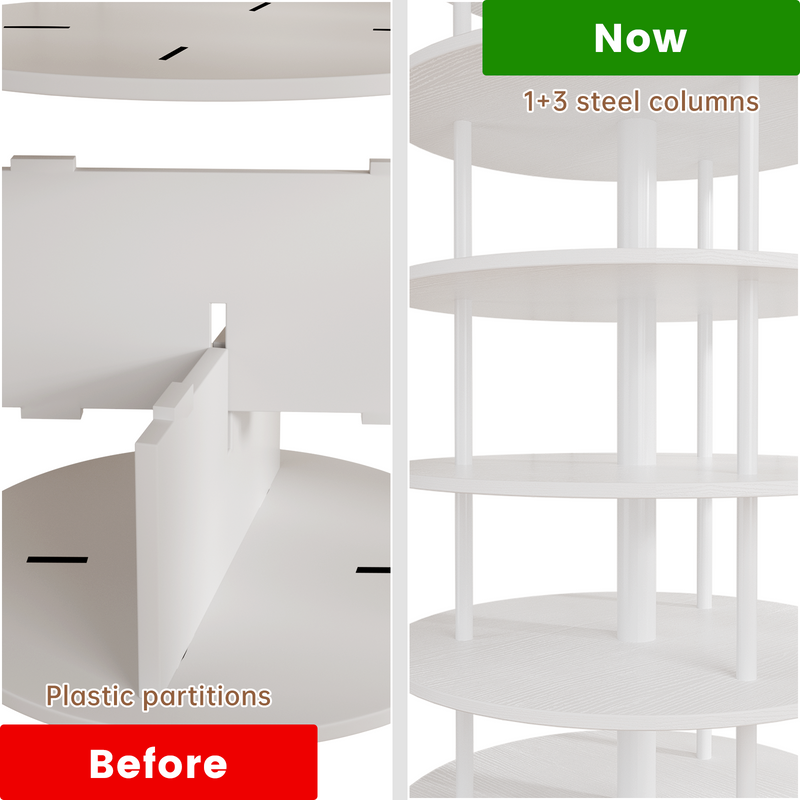 white rotating shoe rack tower