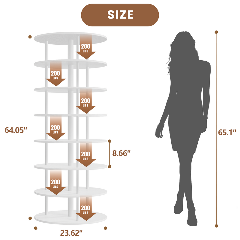 rotating shoe rack tower Size